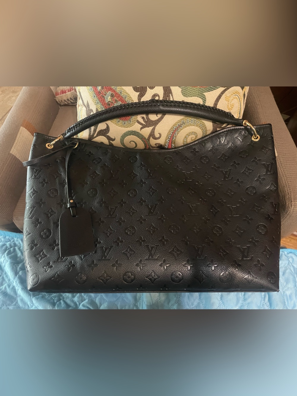 Black Louis Vuitton look-a-like Embossed Leather Shoulder Bag - Luxury Monogram